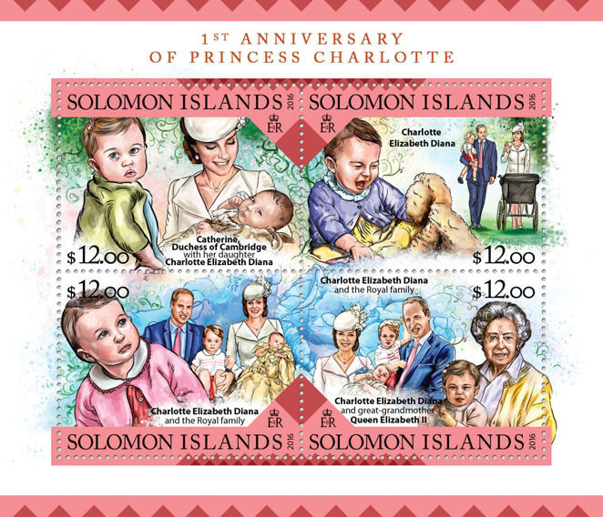 Solomon Islands 2016 MNH Princess Charlotte 1st Anniv 4v M/S Royalty Stamps