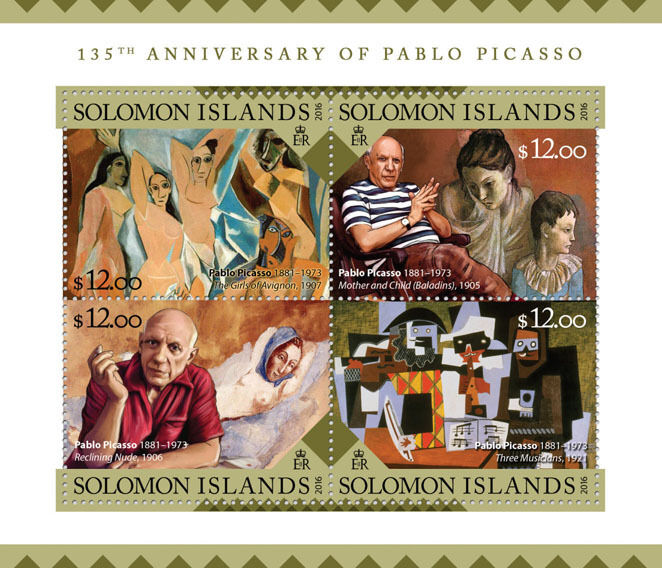 Solomon Islands 2016 MNH Pablo Picasso 4v M/S Girls Avignon Art Paintings Stamps