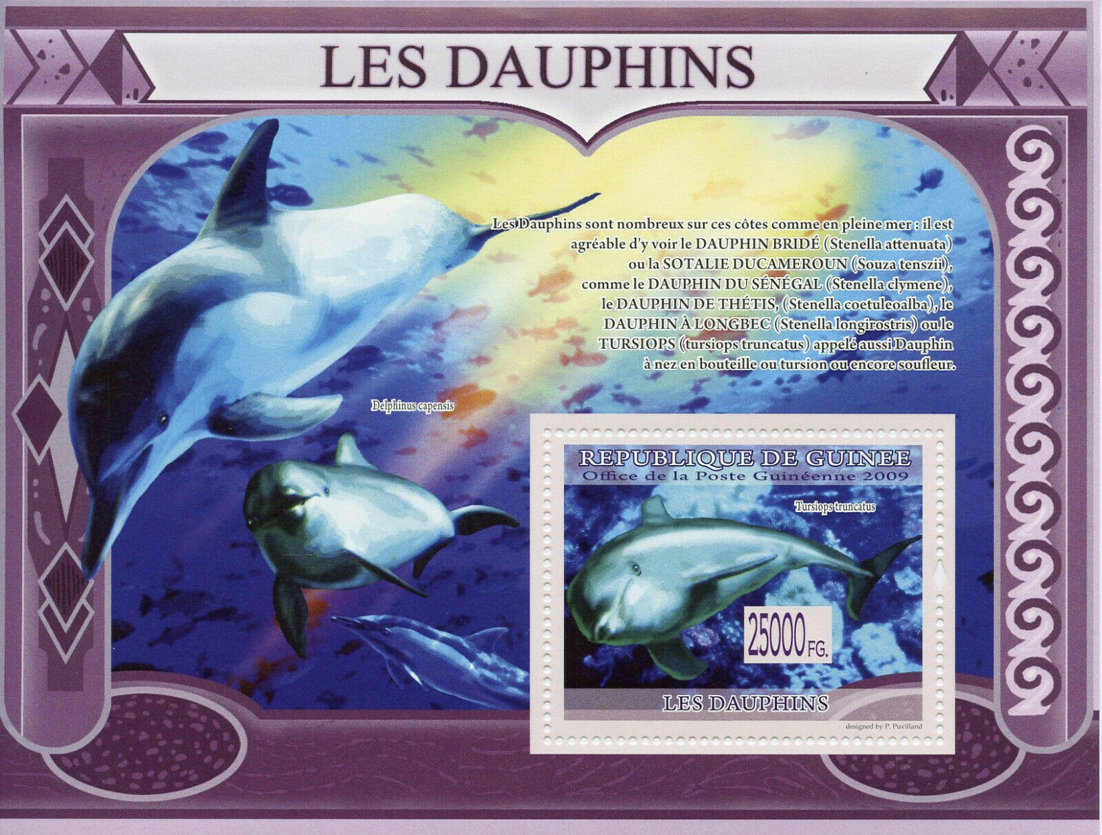 Guinea Dolphins Stamps 2009 MNH Dolphin Marine Animals Mammals Fauna 1v S/S