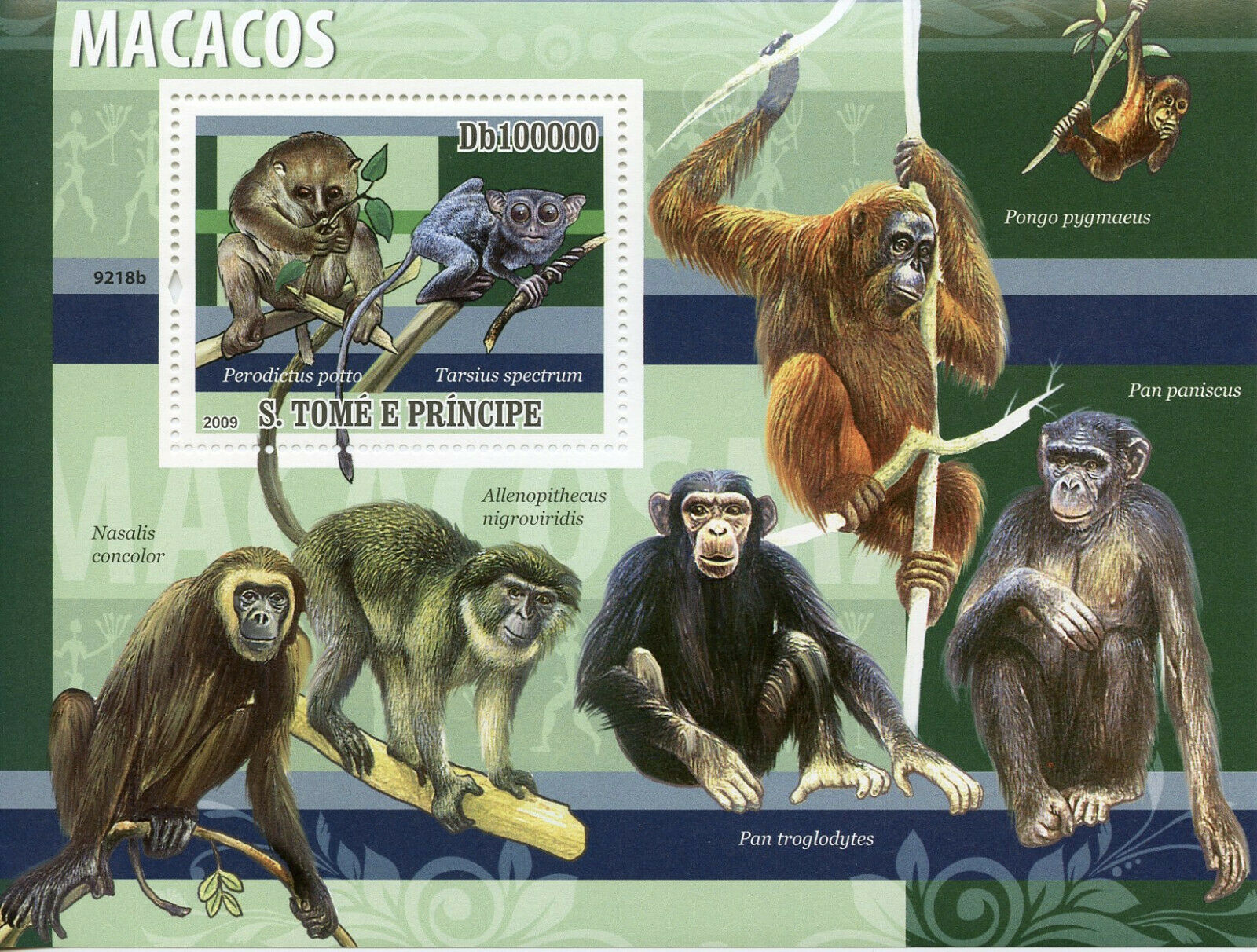 Sao Tome & Principe Wild Animals Stamps 2009 MNH Monkeys Fauna Tarsier 1v S/S