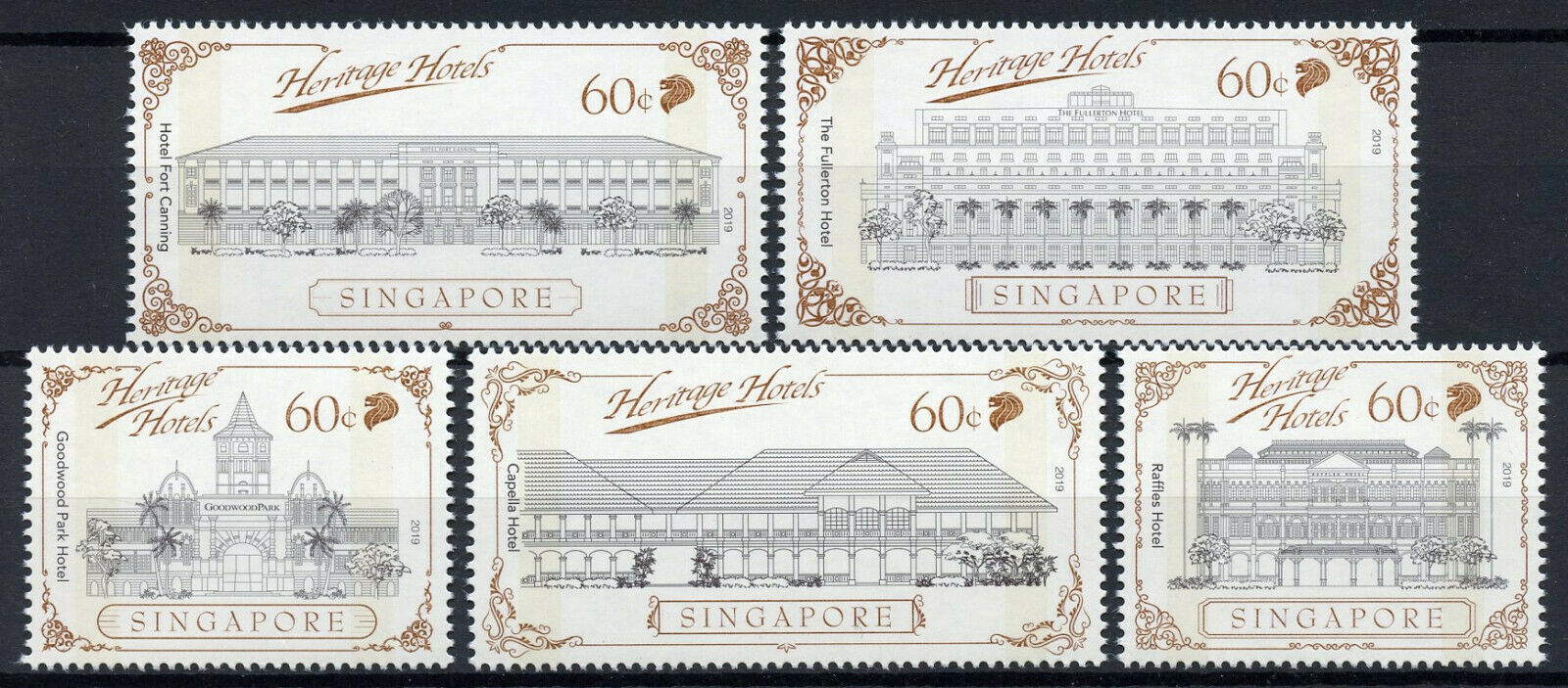 Singapore Architecture Stamps 2019 MNH Heritage Hotels Buildings 5v Set