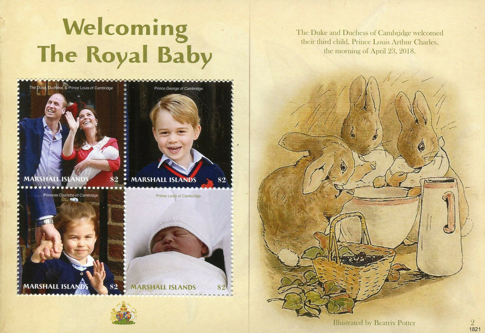 Marshall Islands 2018 MNH Royalty Stamps Prince Louis Royal Baby William Kate 4v M/S