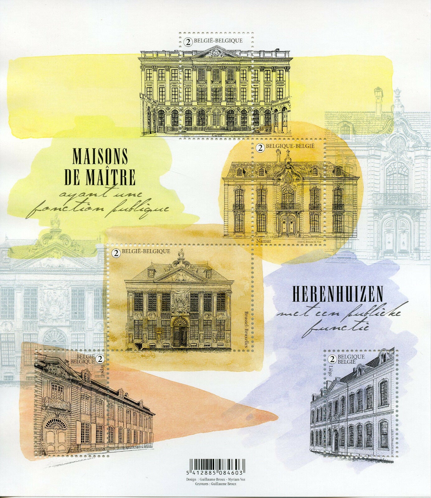 Belgium 2018 MNH Splendid Belgian Mansions 5v M/S Houses Architecture Stamps
