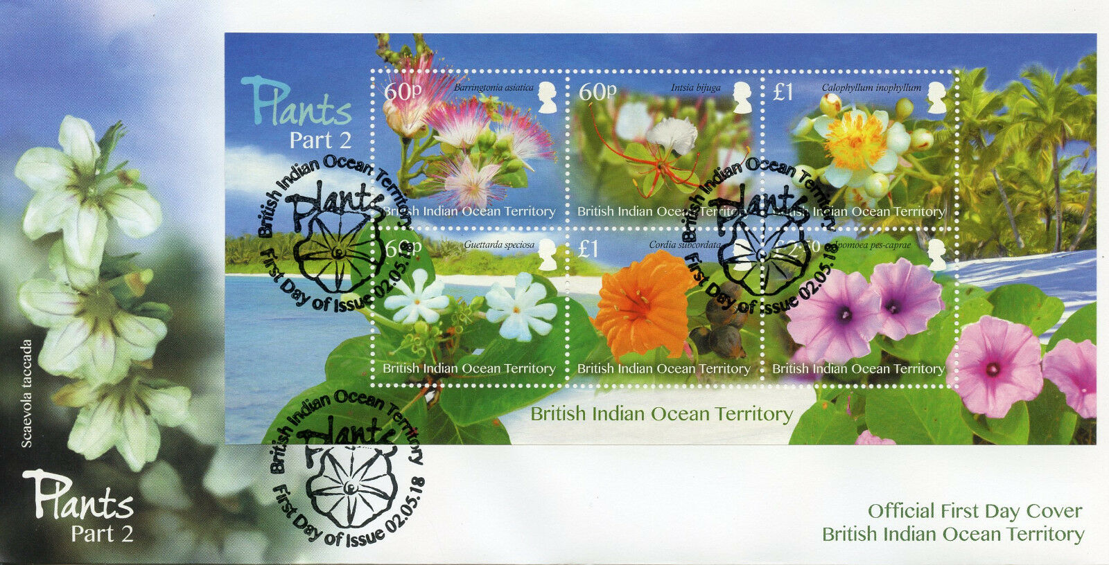 BIOT Brit Indian Ocean Ter 2018 FDC Plants Pt II 6v M/S Cover Flowers Stamps