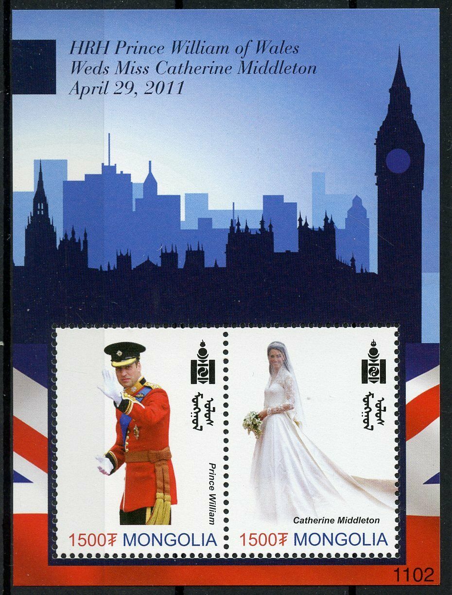 Mongolia Royalty Stamps 2011 MNH Royal Wedding Prince William & Kate 2v S/S