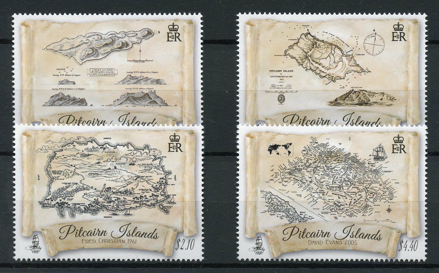 Pitcairn Islands 2017 MNH Maps of Pitcairn Through Centuries 4v Set Stamps