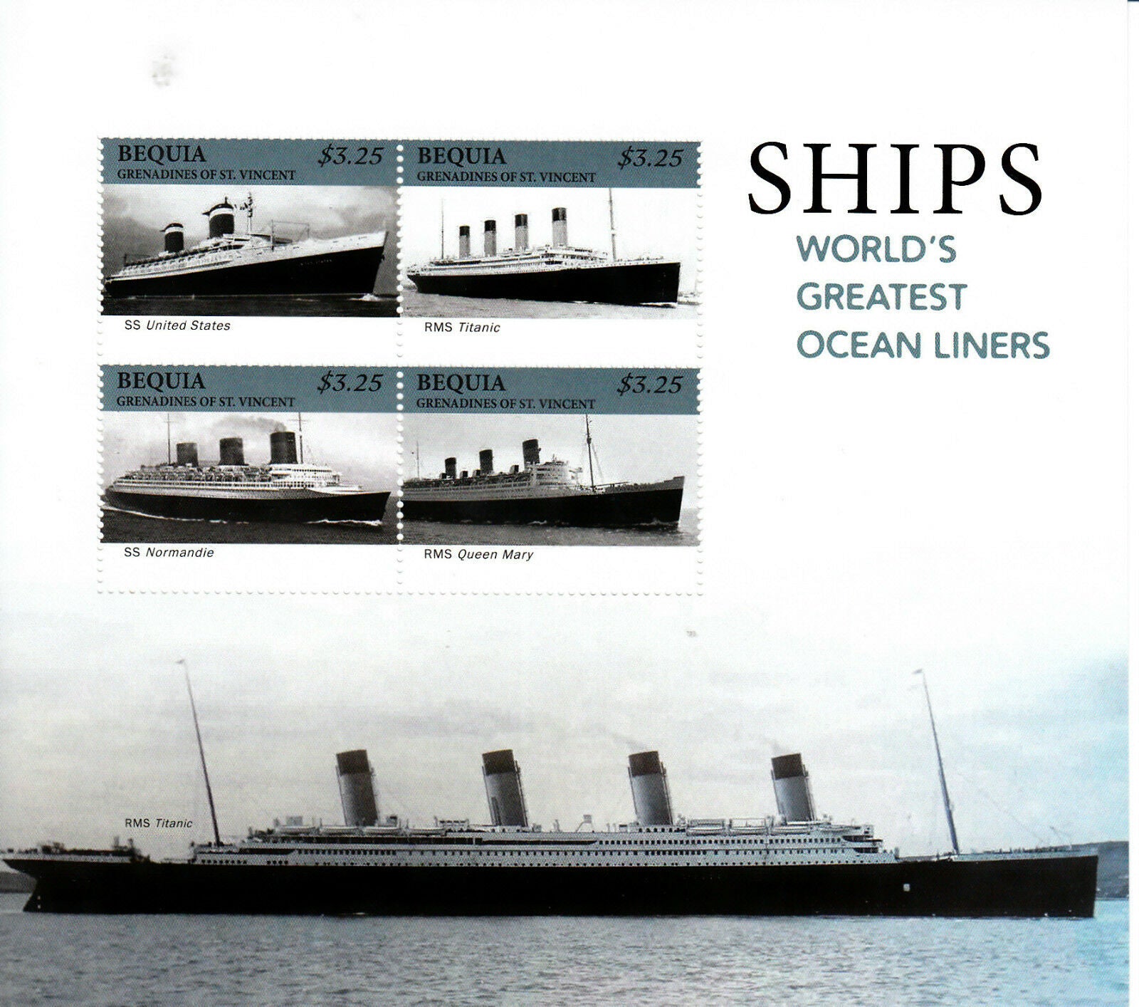 Bequia Grenadines St Vincent 2013 MNH Ships Ocean Liners Titanic 4v M/S Stamps