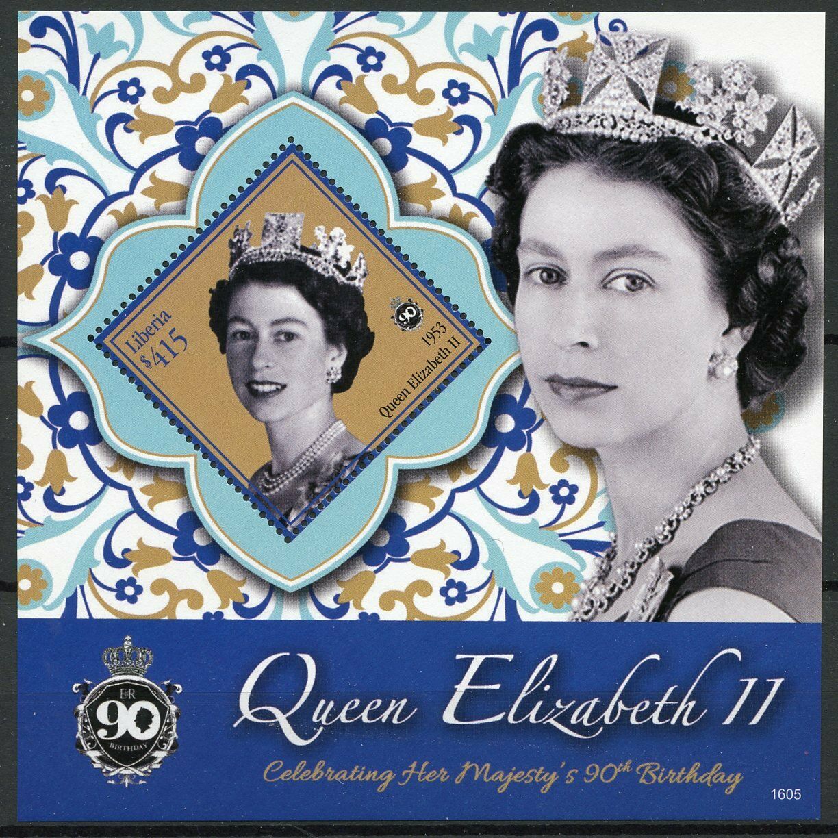 Liberia Royalty Stamps 2016 MNH Queen Elizabeth II 90th Birthday Anniv 1v S/S