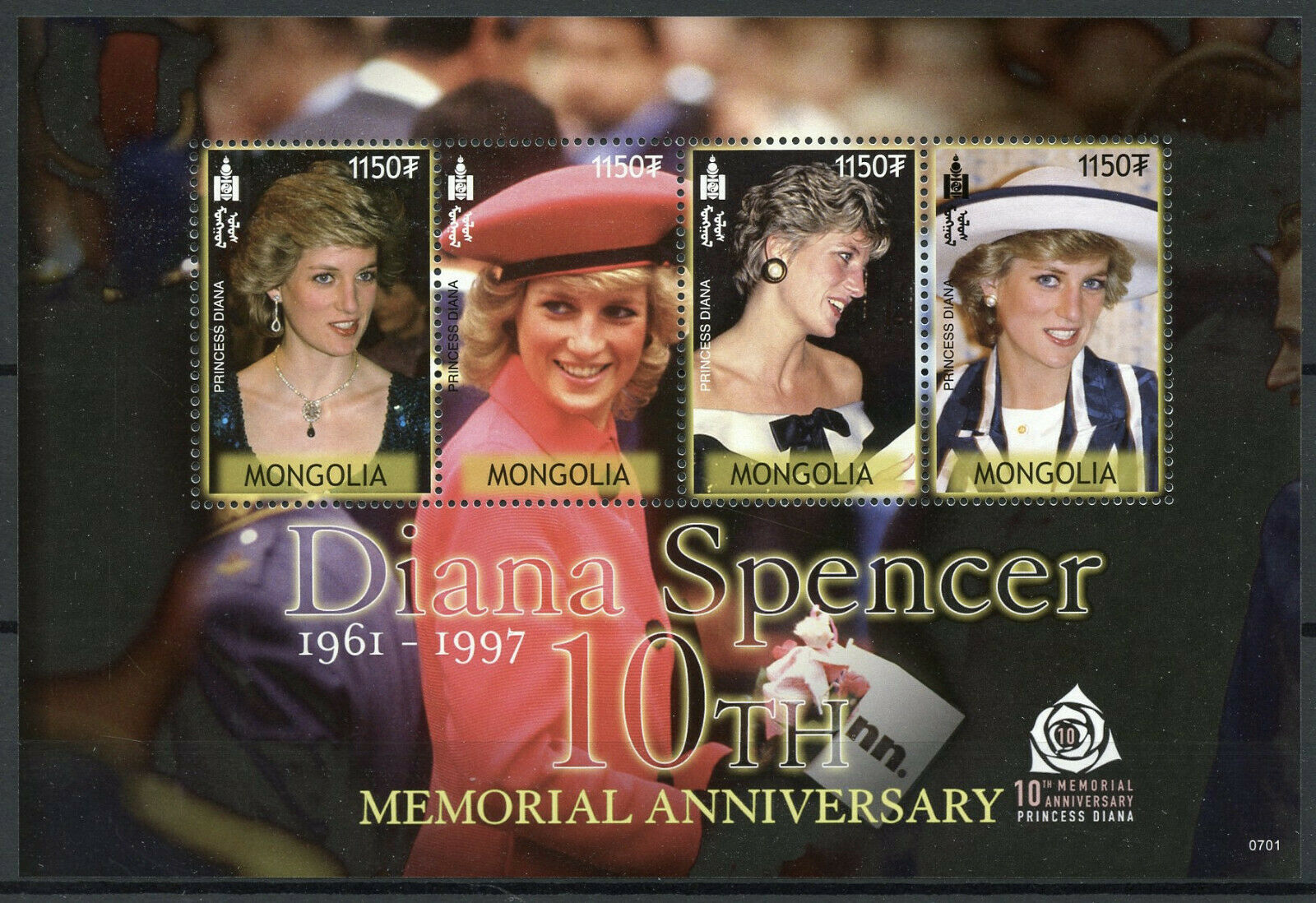 Mongolia 2007 MNH Royalty Stamps Princess Diana Memorial Famous People 4v M/S