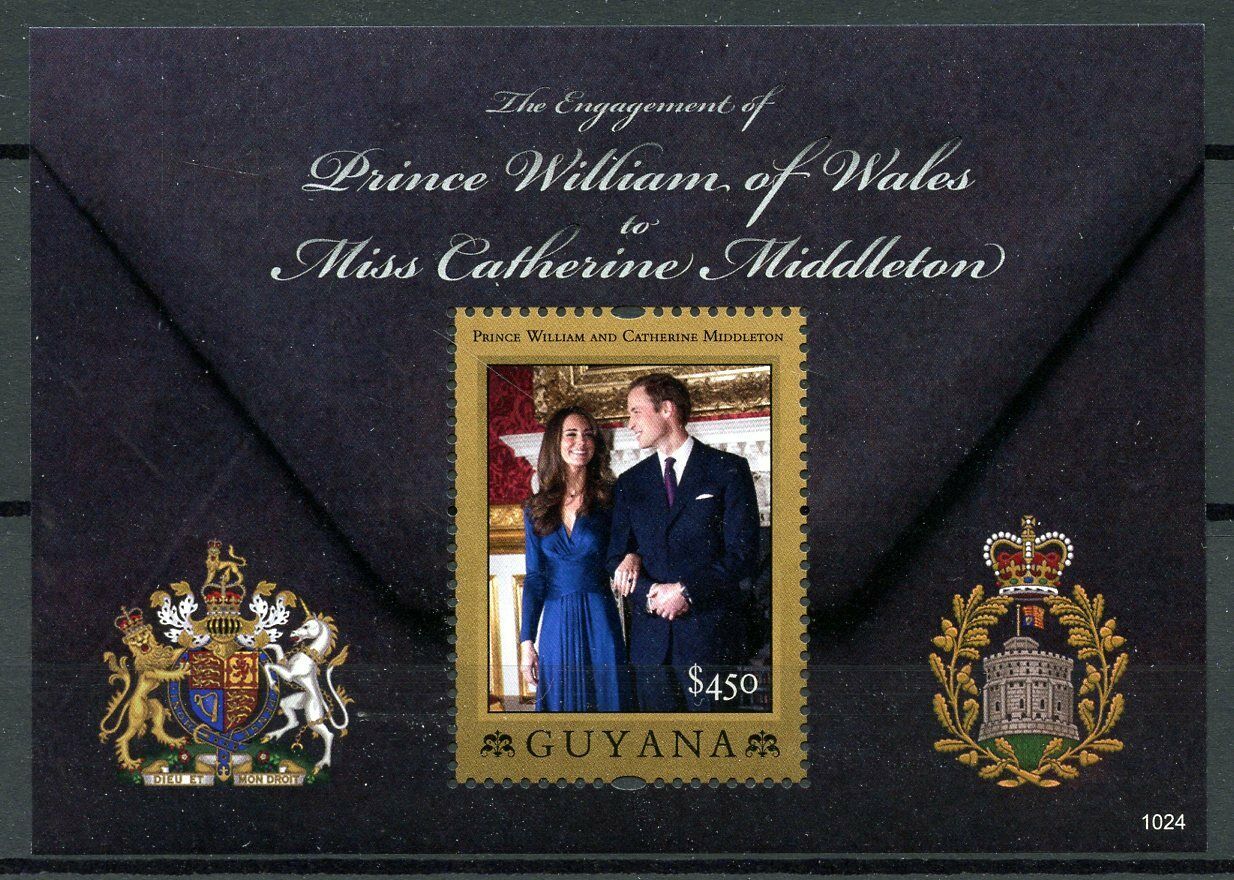 Guyana Royalty Stamps 2010 MNH Royal Engagement Prince William & Kate 1v S/S II