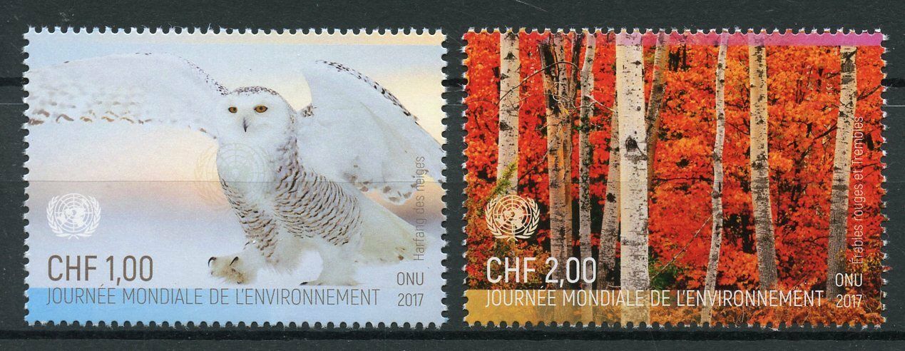 United Nations UN Geneva 2017 MNH World Environment Day 2v Set Owls Trees Stamps