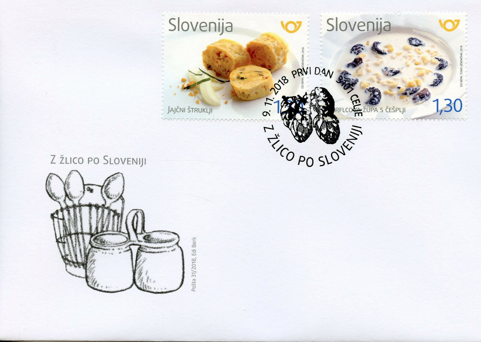 Slovenia 2018 FDC Egg Struklji Milk Soup Pasta Plums 2v Cover Gastronomy Stamps