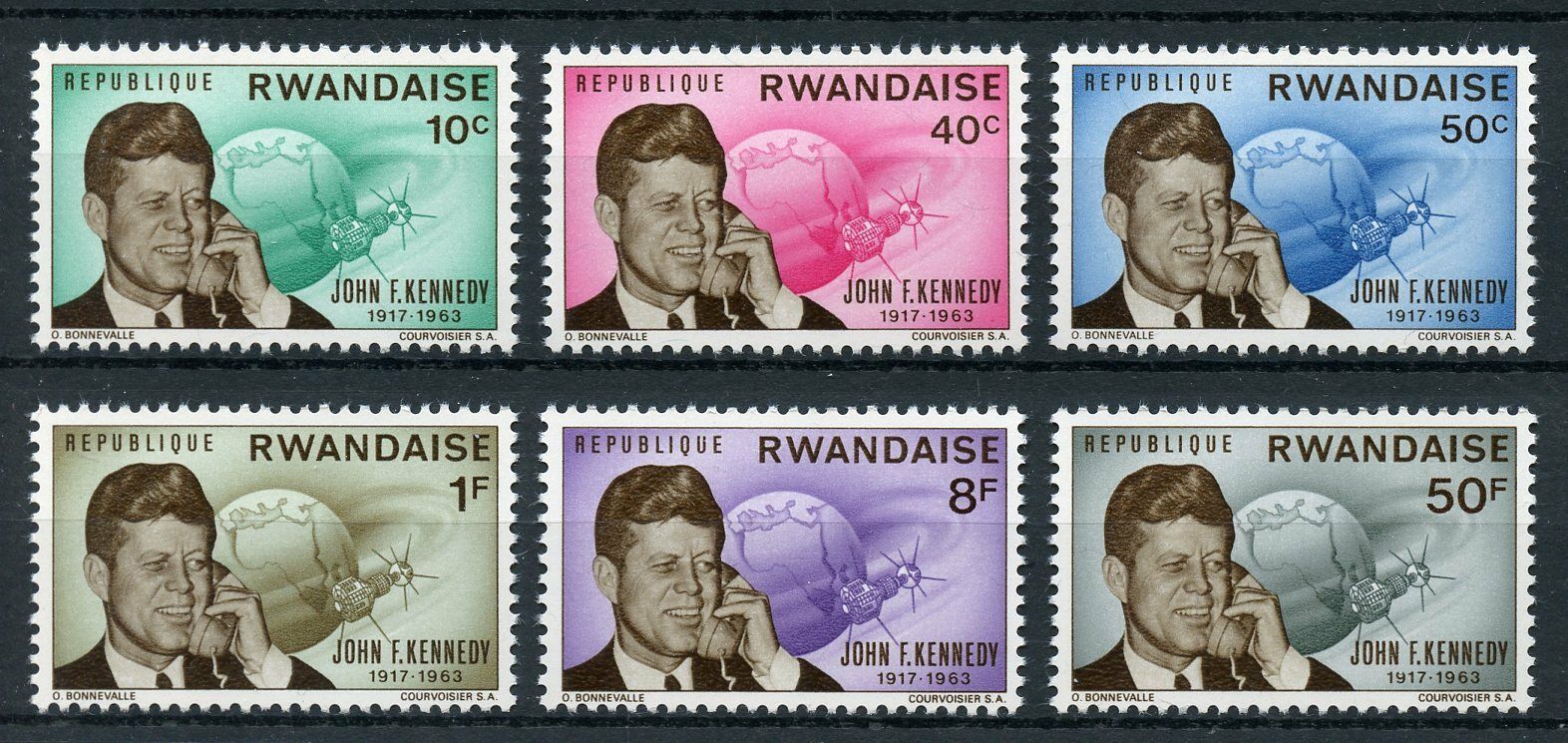 Rwanda 1965 MNH John F Kennedy JFK 6v Set US Presidents Stamps