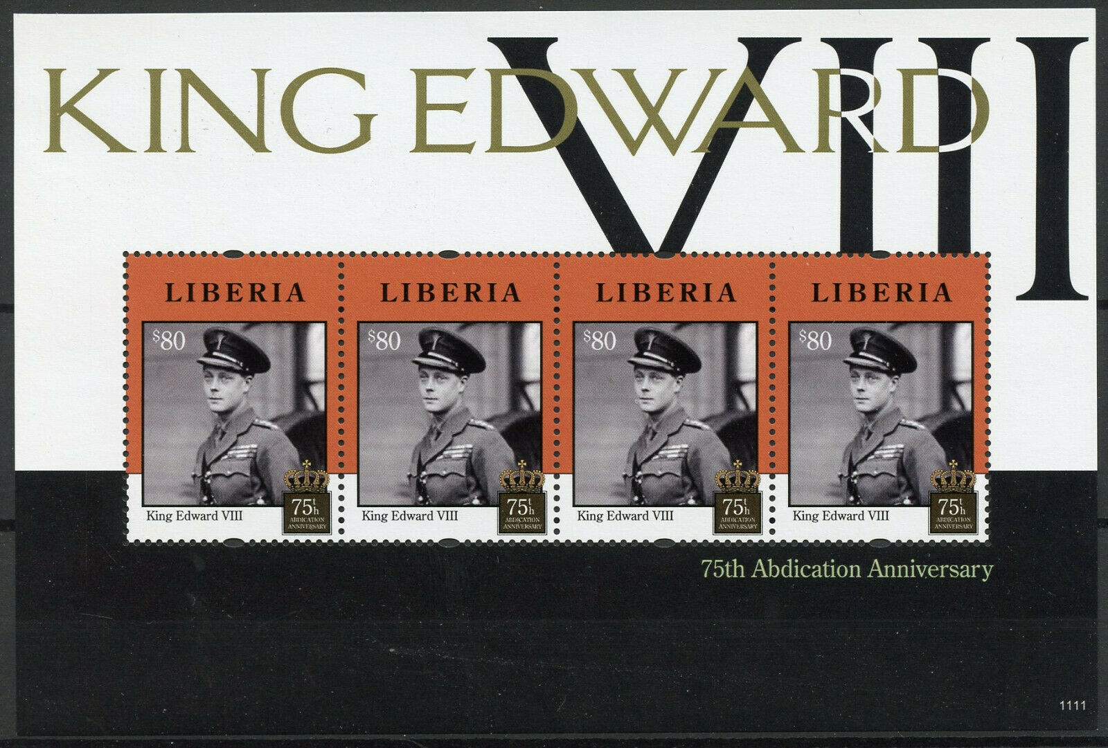 Liberia 2011 MNH Royalty Stamps King Edward VIII Abdication 75th Anniv 4v M/S