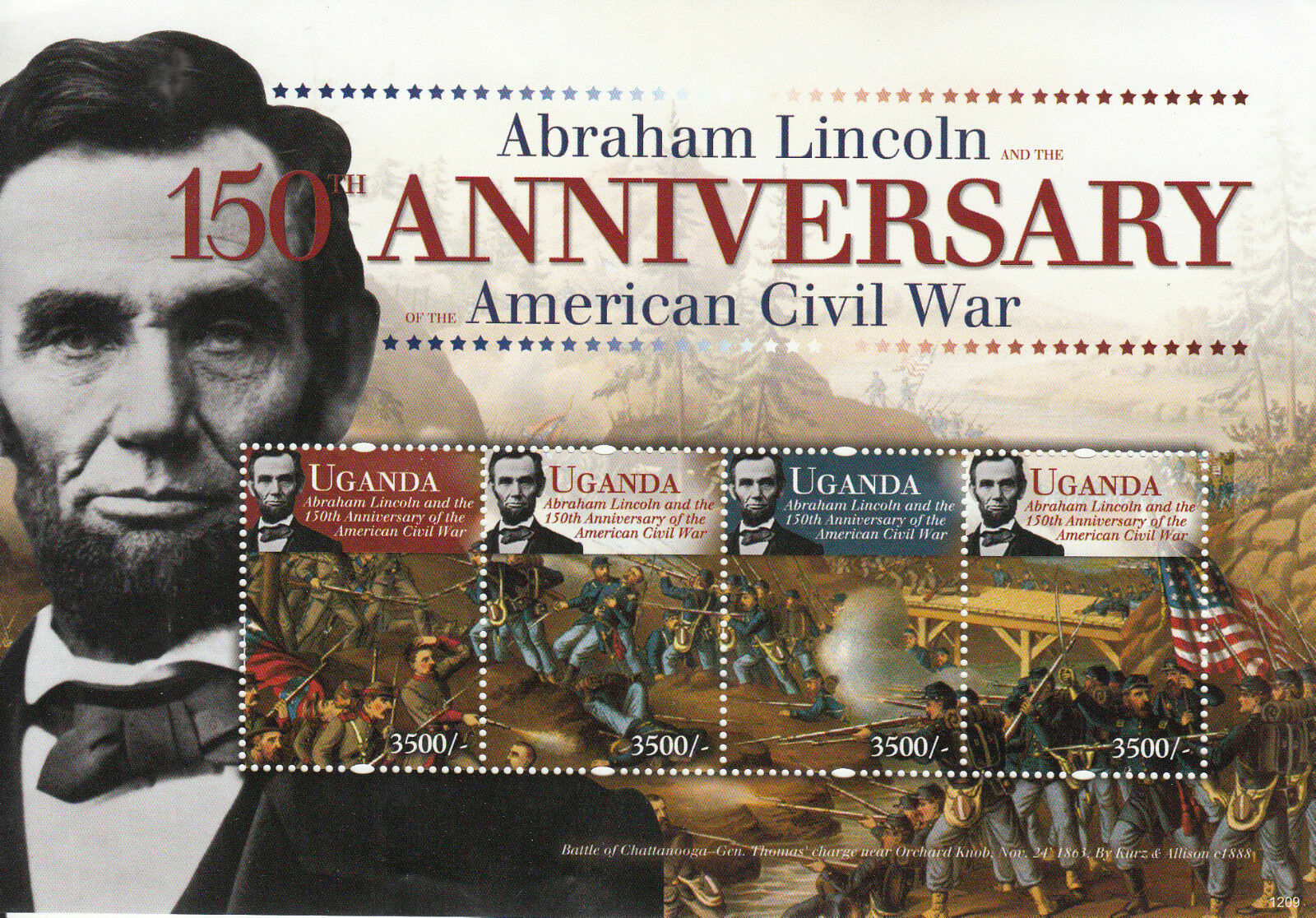 Uganda Abraham Lincoln Stamps 2012 MNH Famous People American Civil War 4v M/S