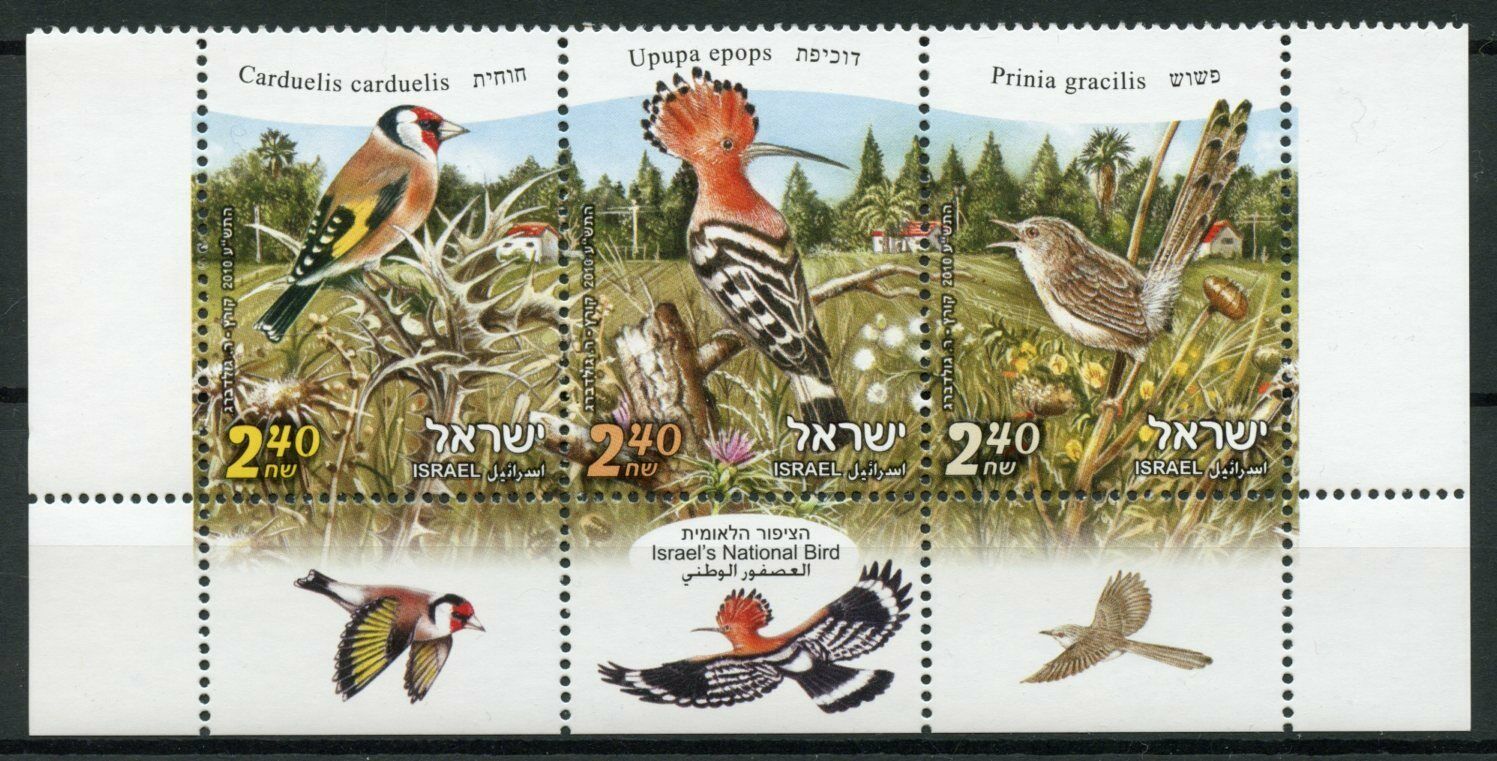 Israel 2010 MNH Birds of Israel Stamps Hoopoe Goldfinch Finches Warblers 3v Set