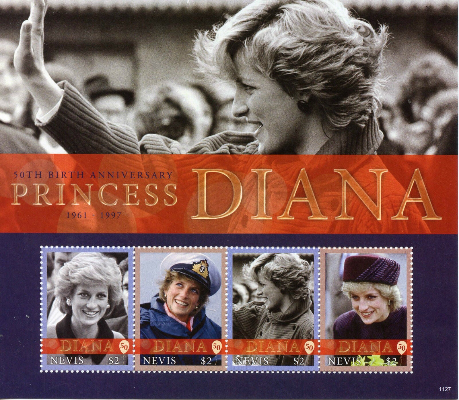 Nevis 2011 MNH Royalty Stamps Princess Diana 1961-1997 50th Birth Anniv 4v M/S I