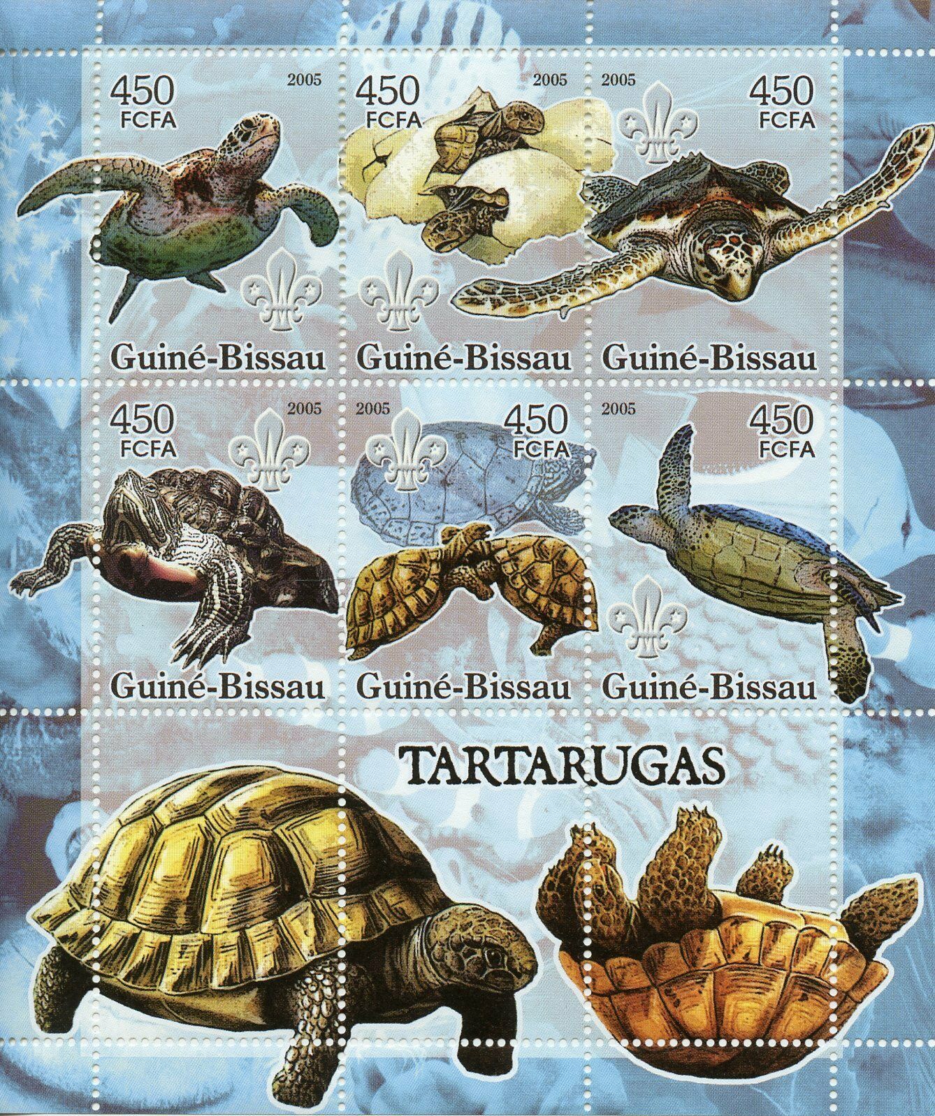 Guinea-Bissau Turtles Stamps 2005 MNH Turtle Reptiles Fauna 6v M/S