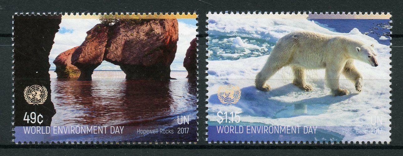 United Nations UN New York 2017 MNH World Environment Day 2v Set Bears Stamps