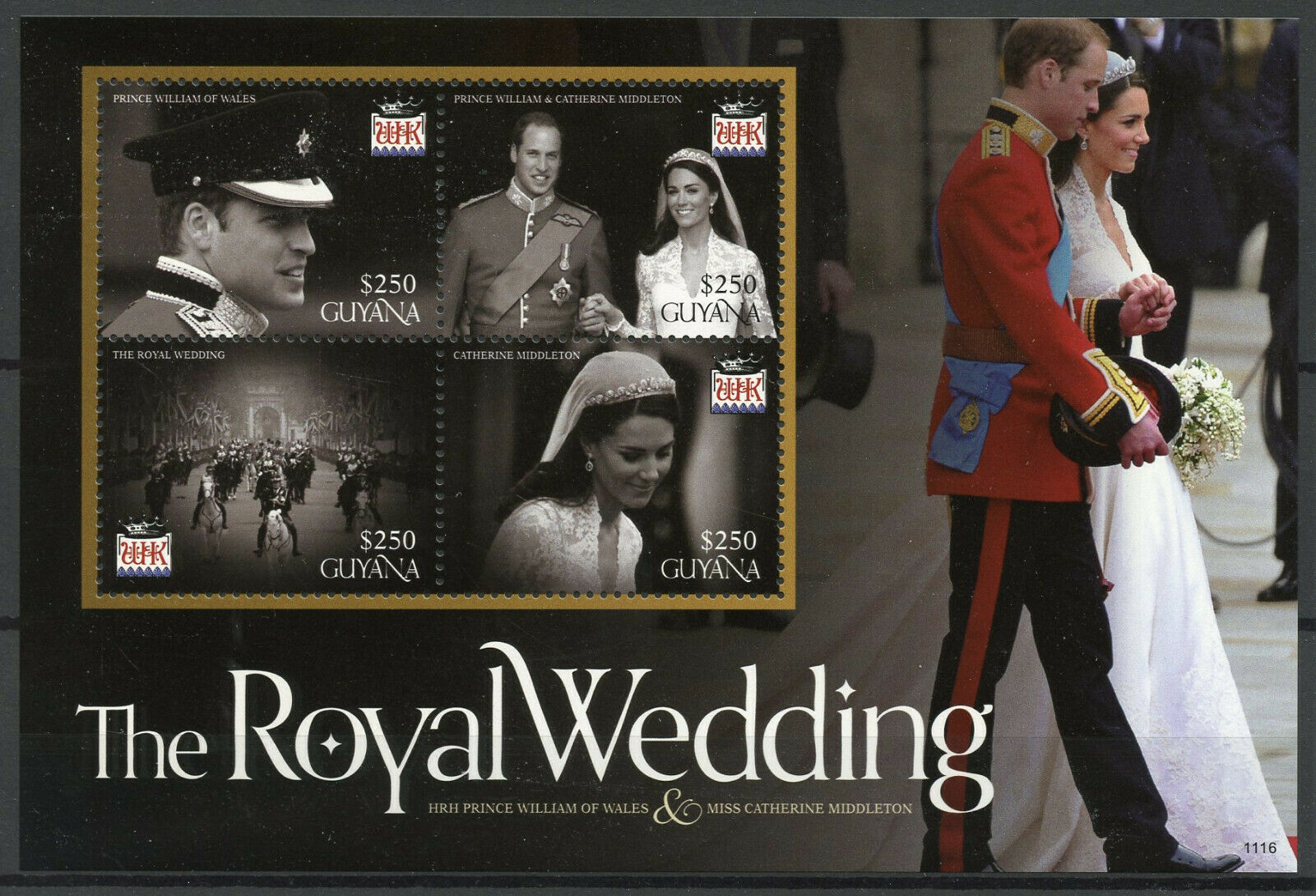 Guyana Royalty Stamps 2011 MNH Royal Wedding Prince William & Kate 4v M/S II