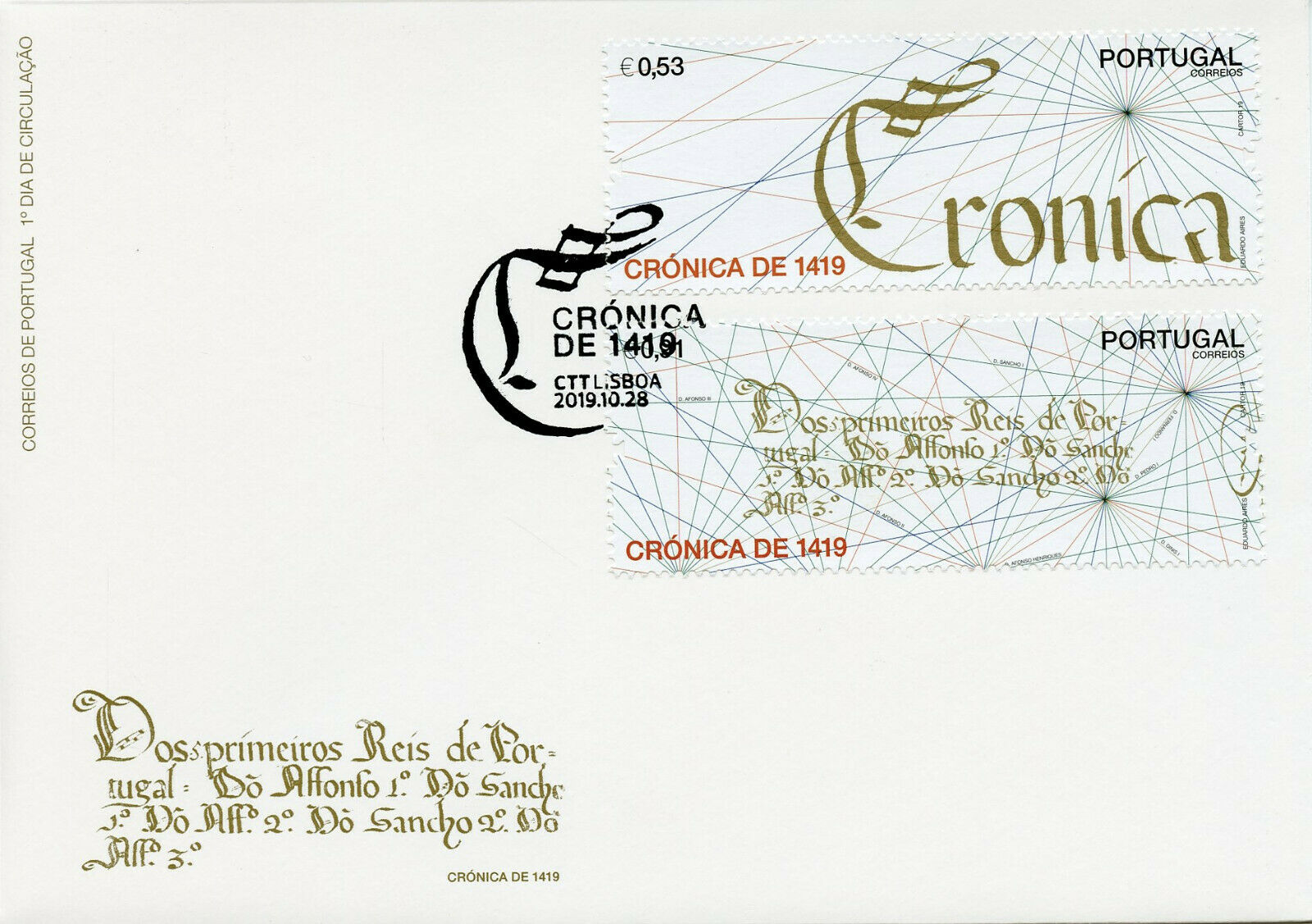 Portugal Historical Events Stamps 2019 FDC Chronicle 1419 600 Yrs History 2v Set