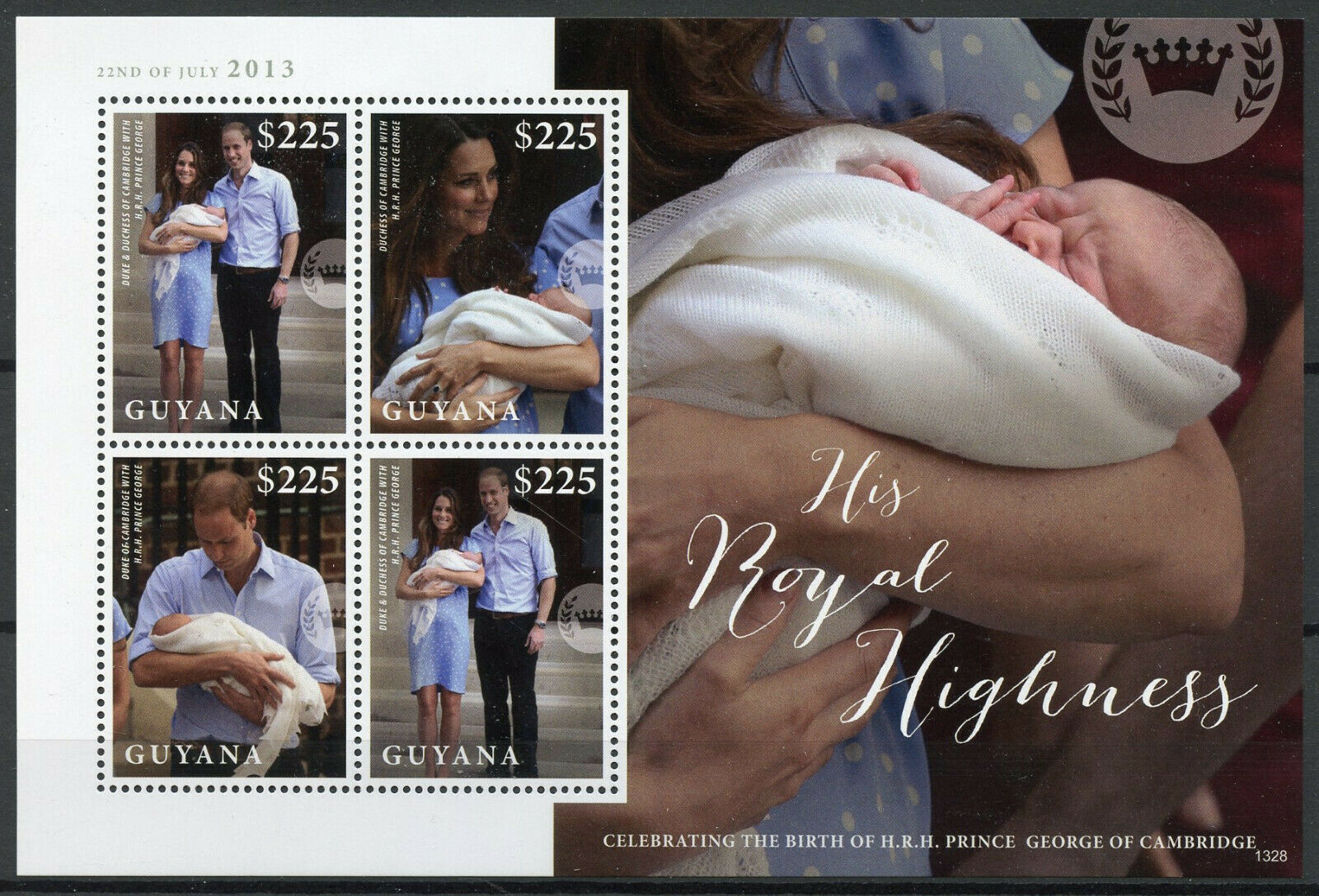 Guyana Royalty Stamps 2013 MNH Prince George Royal Baby William & Kate 4v M/S