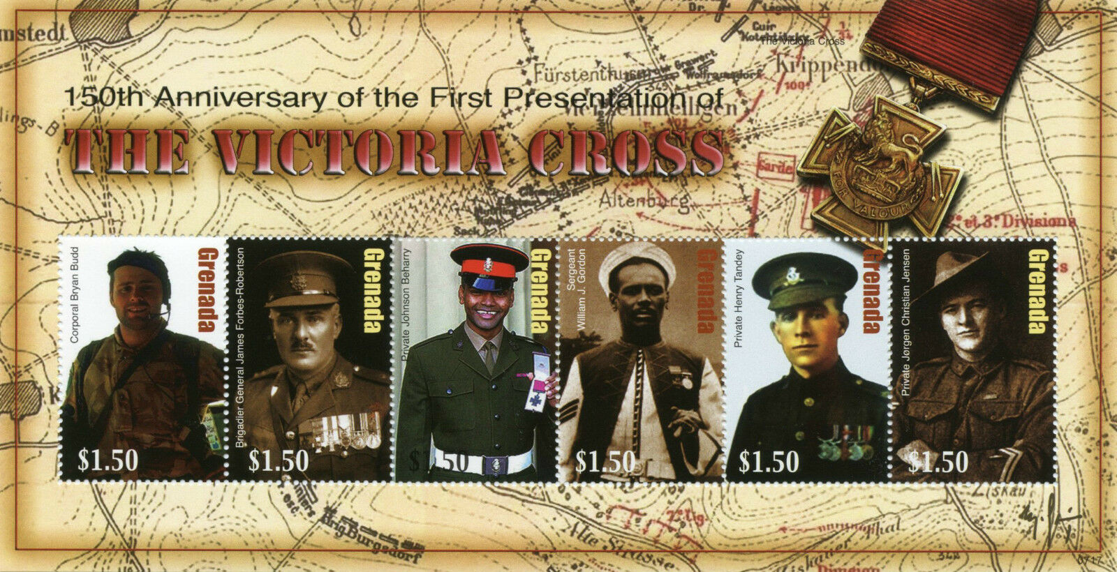 Grenada Military Medals Stamps 2007 MNH Victoria Cross First Presentation 6v M/S