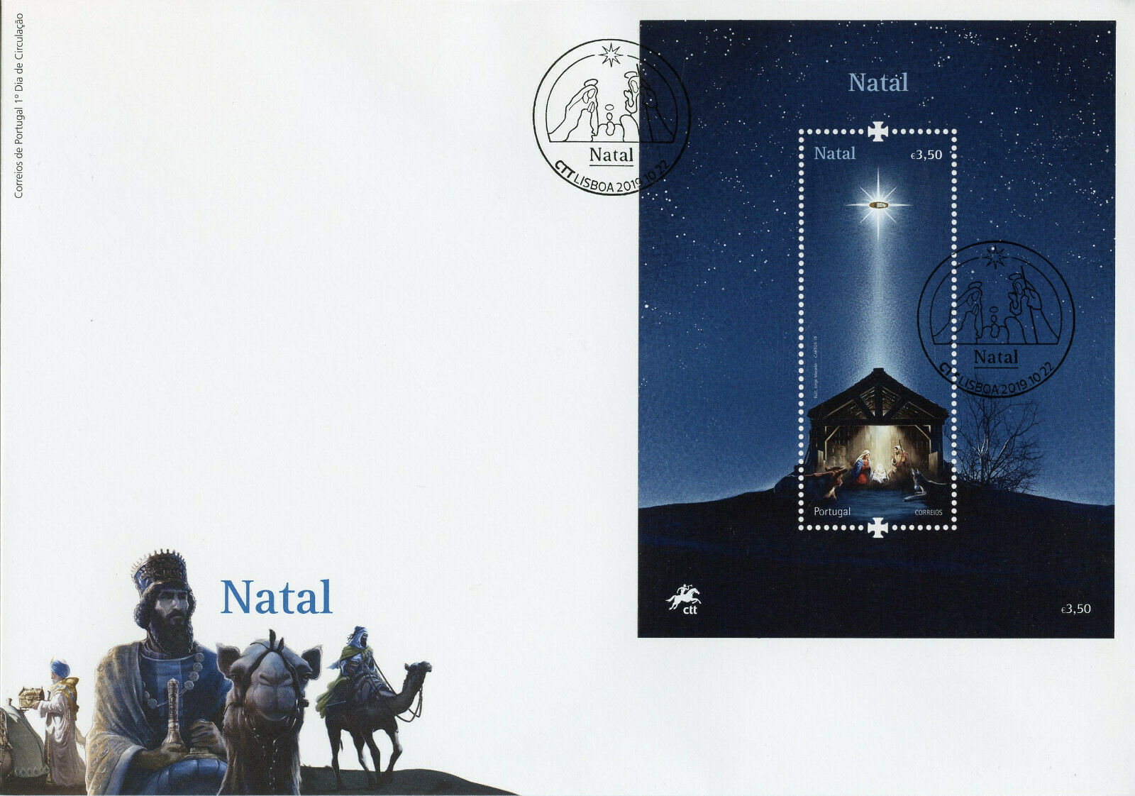 Portugal Christmas Stamps 2019 FDC Three Wise Men Nativity 1v M/S