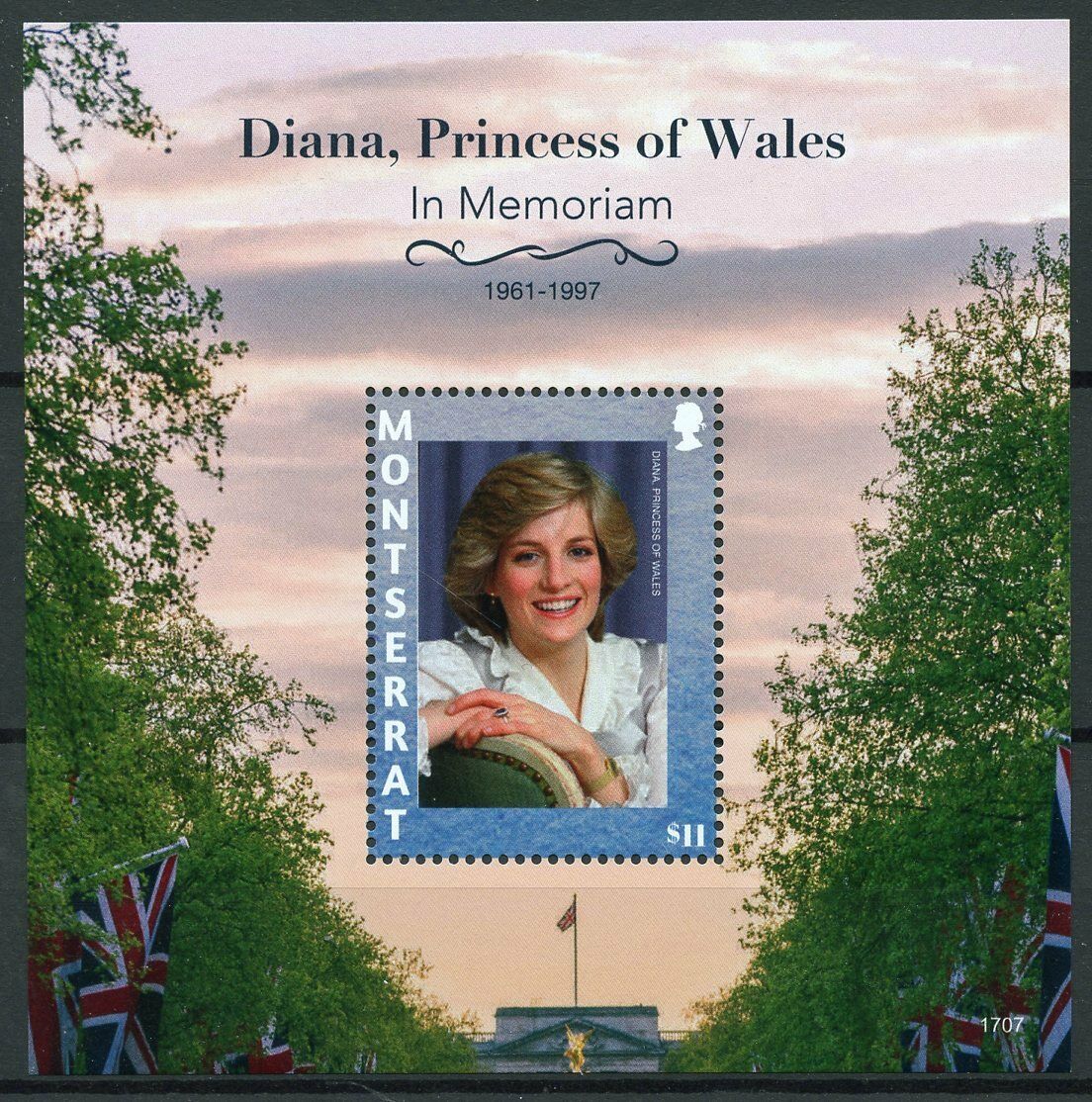 Montserrat Royalty Stamps 2017 MNH Diana Princess of Wales 20th Memorial 1v S/S