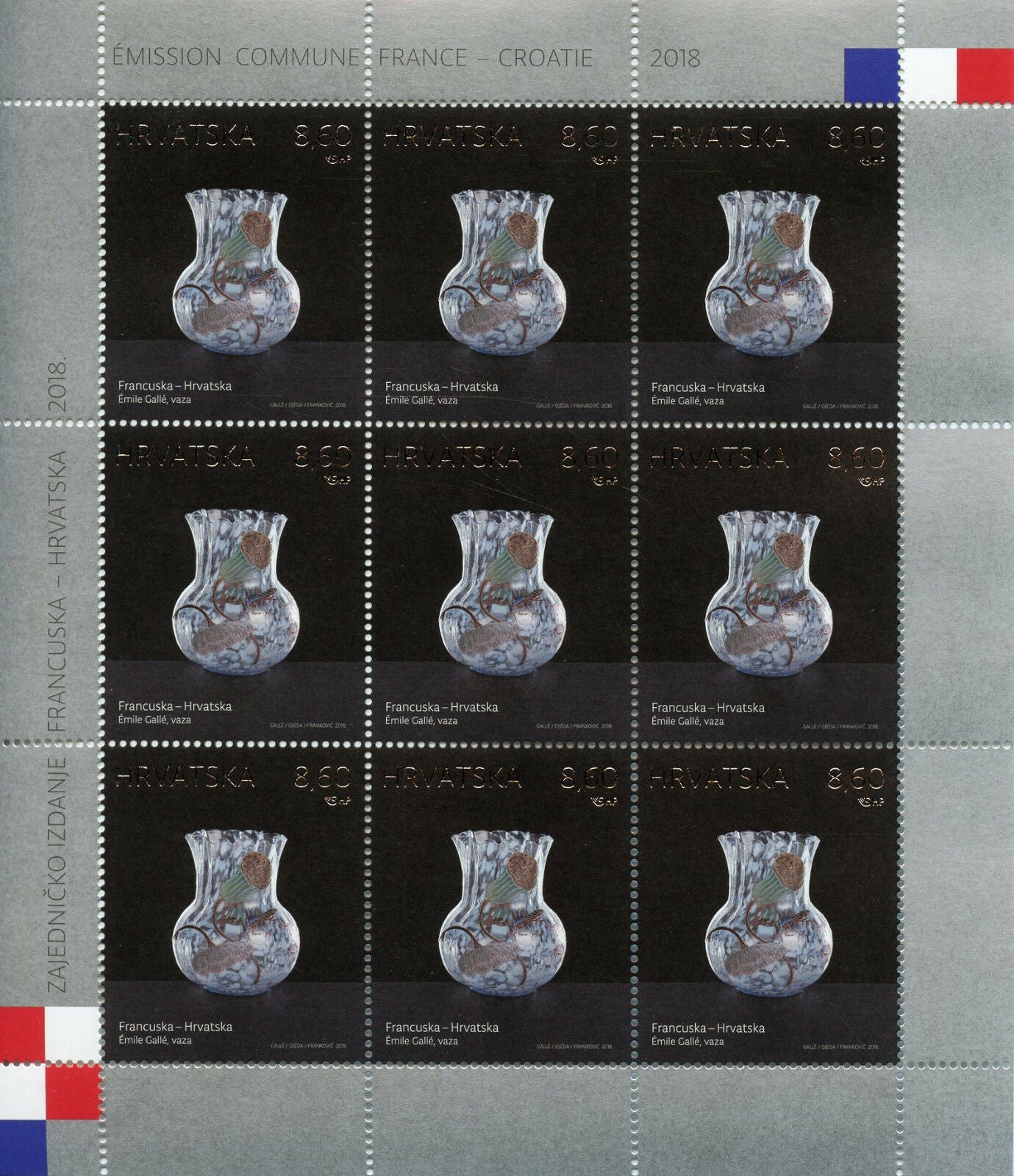 Croatia 2018 MNH Ceramics Glass JIS France Emile Galle 2x 9v M/S Art Stamps