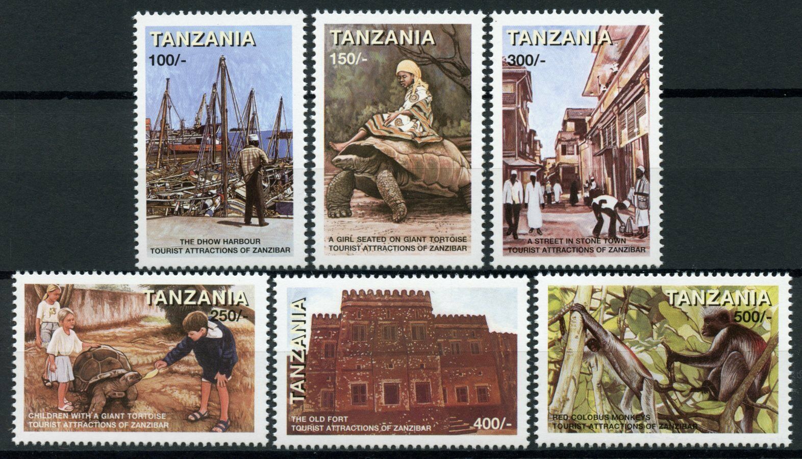 Tanzania Stamps 1998 MNH Zanzibar Tourist Attractions Tortoises Monkeys 6v Set
