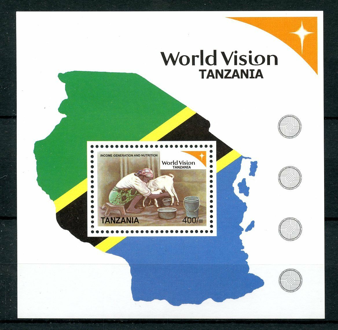 Tanzania Animals Stamps 2007 MNH World Vision 3rd Series Nutrition Goats 1v S/S