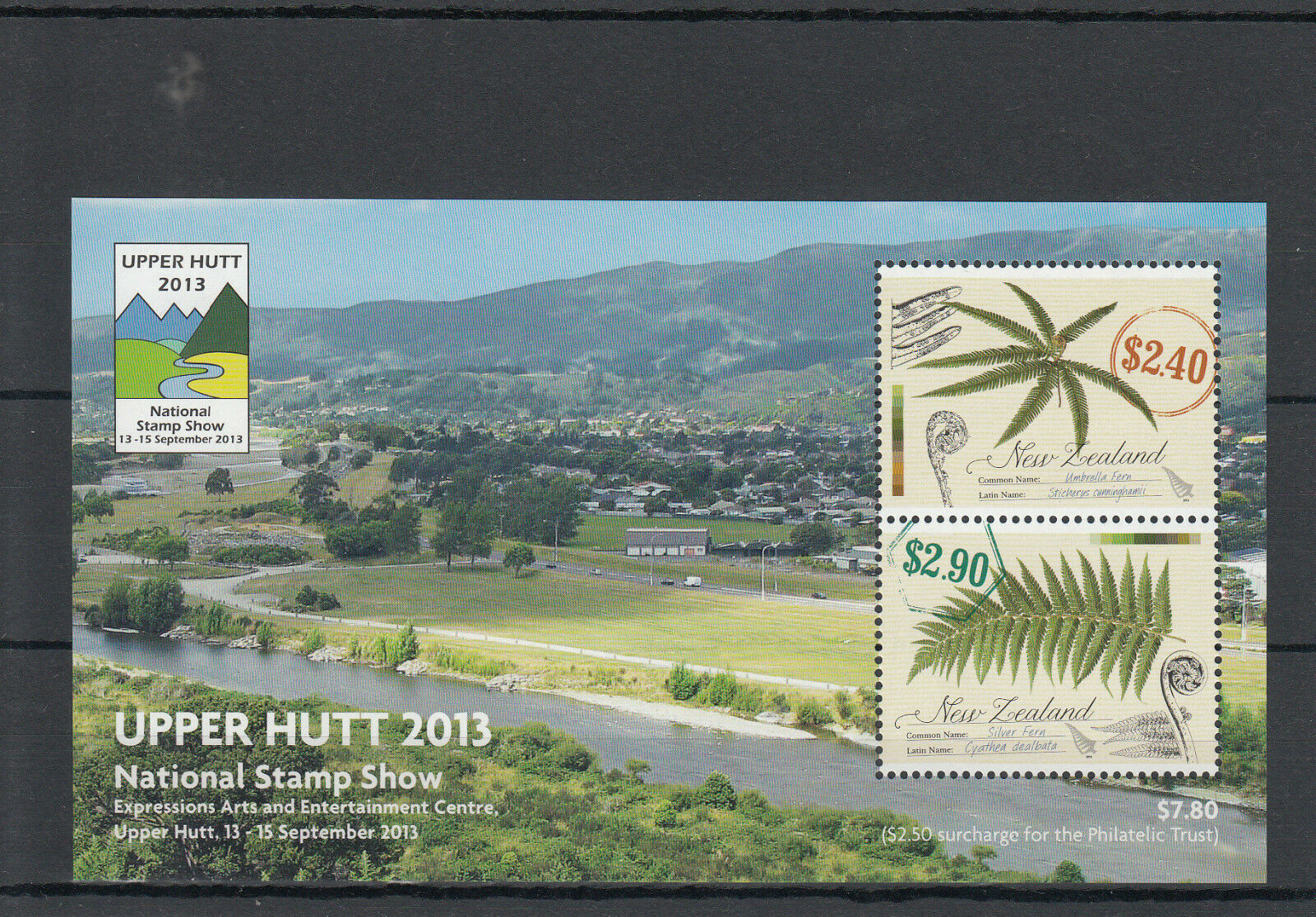 New Zealand NZ 2013 MNH Upper Hutt National Stamp Show 2v M/S Ferns Plants