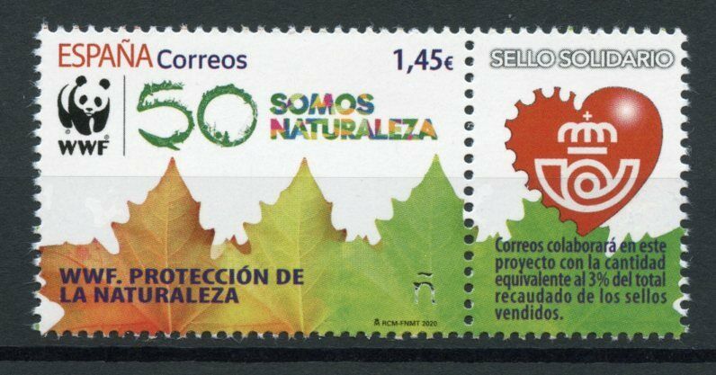 Spain WWF Stamps 2020 MNH Nature Protection Leaves Trees 1v Set + Label