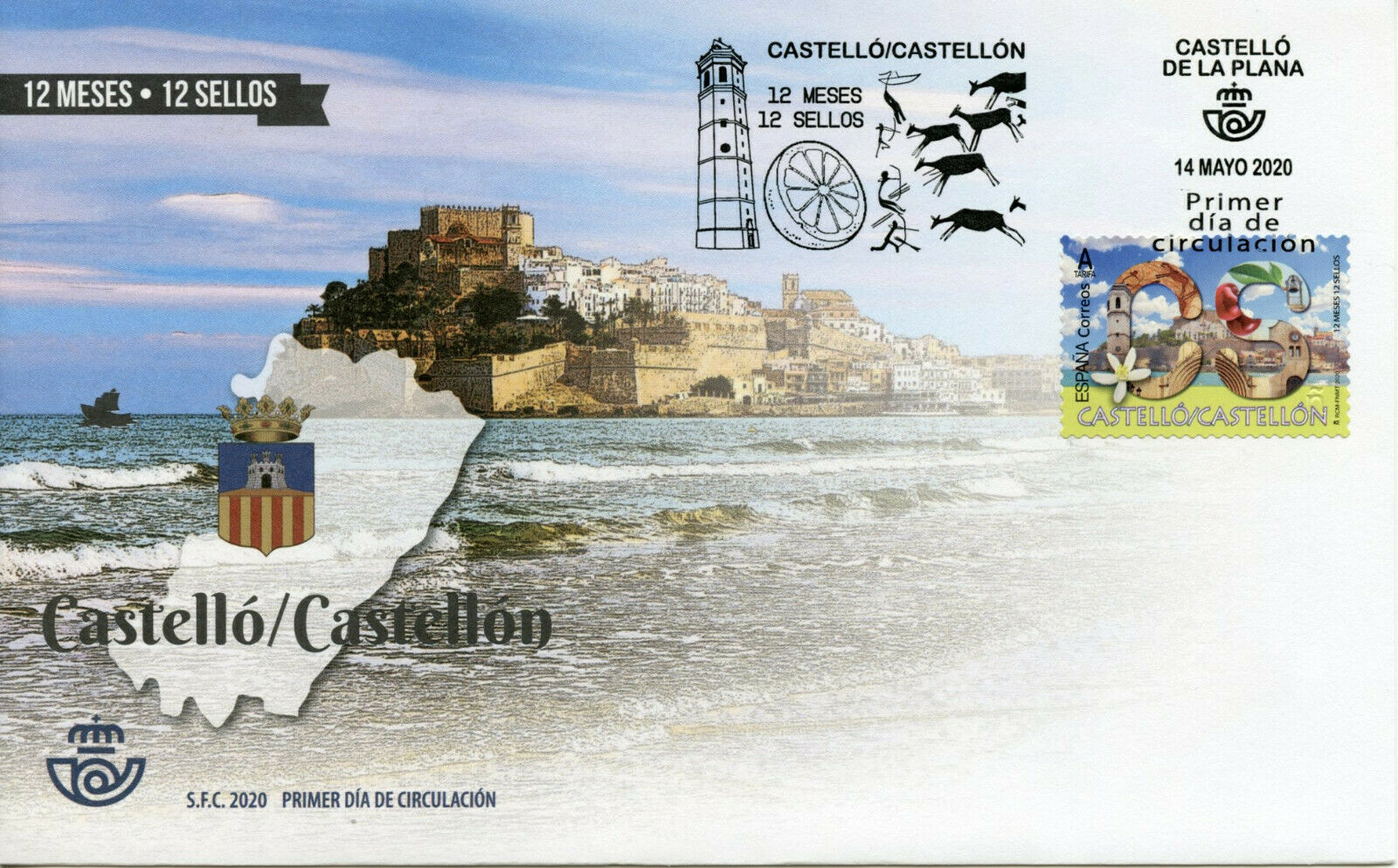 Spain 12 Months 12 Stamps 2020 FDC Castellon Architecture Landscapes 1v S/A Set