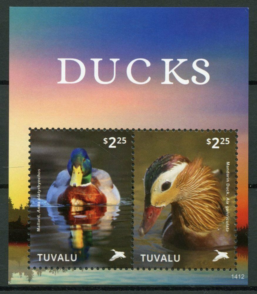 Tuvalu Birds on Stamps 2014 MNH Ducks Mallard Mandarin Duck 2v S/S I