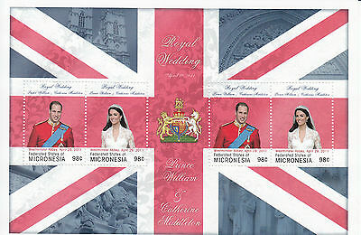 Micronesia Royalty Stamps 2011 MNH Royal Wedding Prince William & Kate 4v M/S I