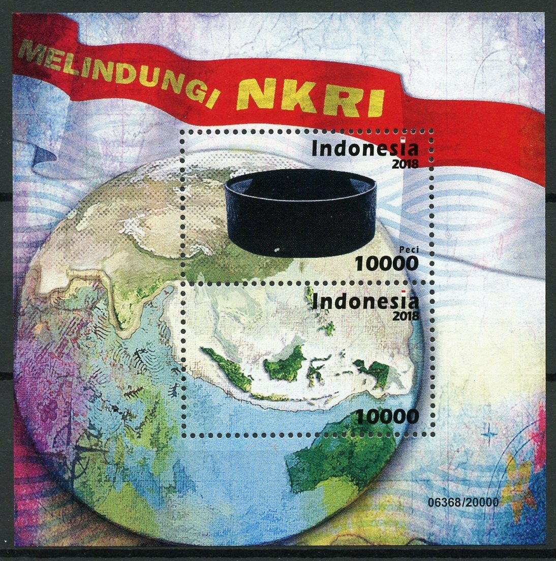Indonesia 2018 MNH Protect NKRI 2v M/S Maps Geography Hats Cultures Stamps