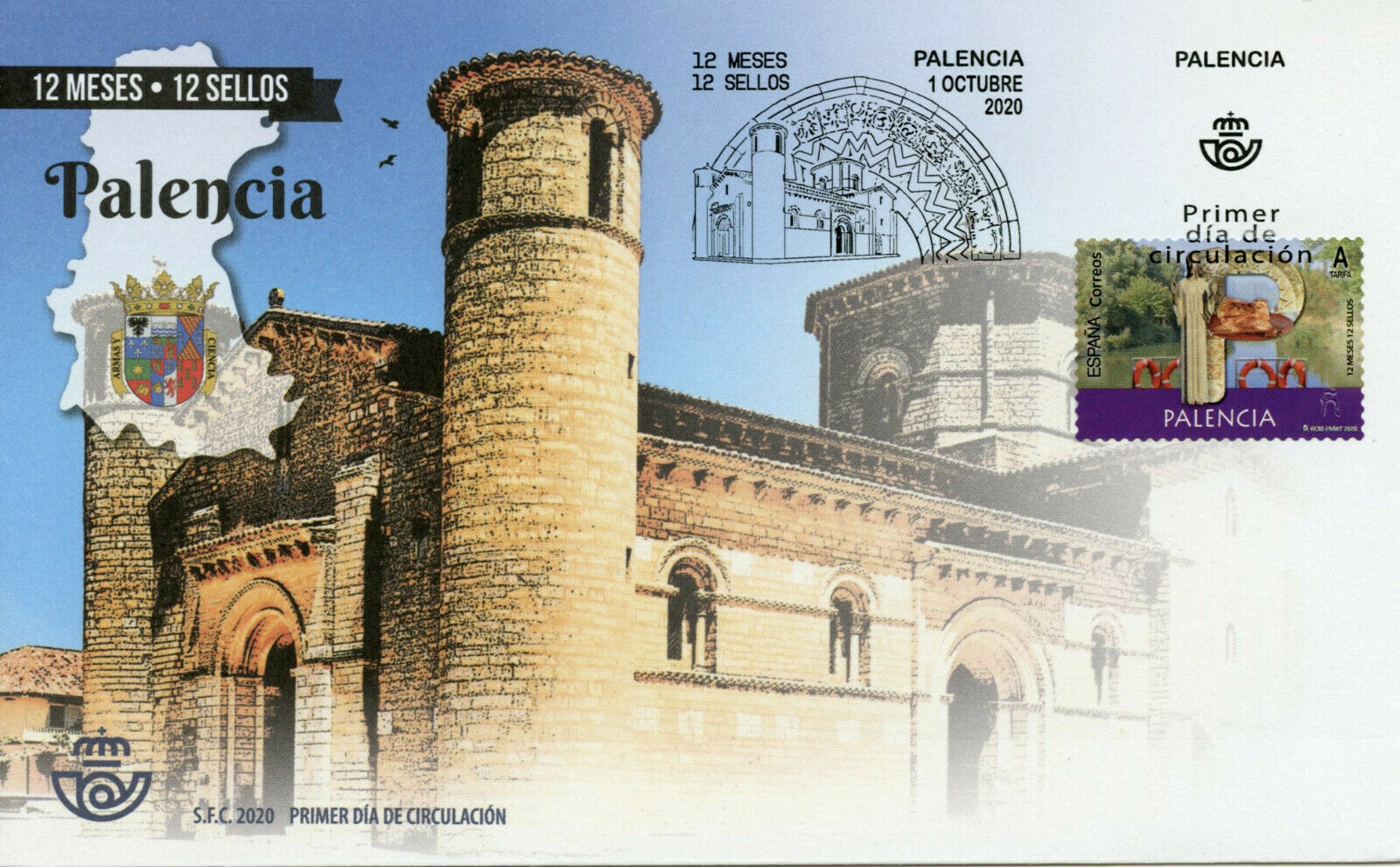 Spain 12 Months 12 Stamps 2020 FDC Palencia Architecture Landscapes 1v S/A Set