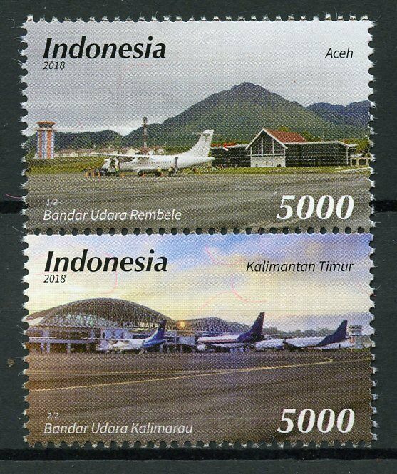 Indonesia 2018 MNH Air Transport Airports 2v Set Aircraft Aviation Stamps