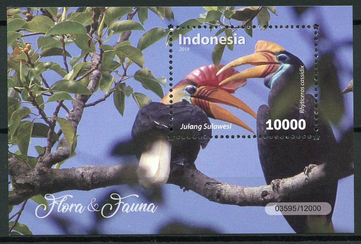 Indonesia 2018 MNH Fauna & Flora Knobbed Hornbill 1v M/S Hornbills Birds Stamps