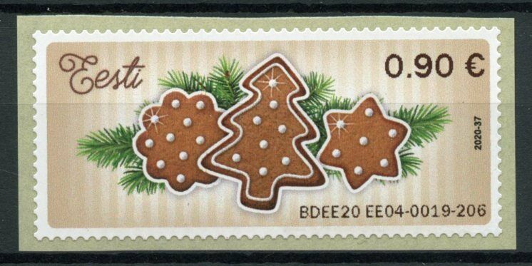 Estonia Christmas Stamps 2020 MNH Gingerbread Decorations 1v S/A ATM Label