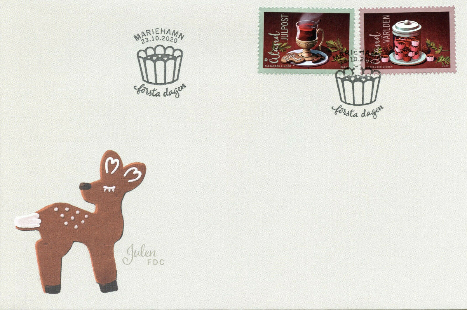 Aland Christmas Stamps 2020 FDC Gastronomy Glogg Knack Toffee Foods 2v Set