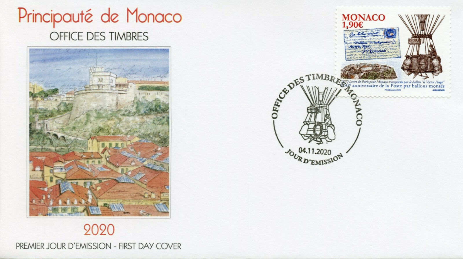 Monaco Military Balloons Stamps 2020 FDC Ballons Montes Airmail 150 Years 1v Set
