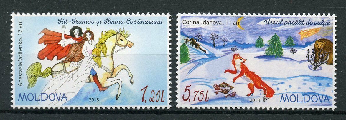 Moldova 2018 MNH Fairytales Horses Foxes Turtles Bears 2v Set Stamps