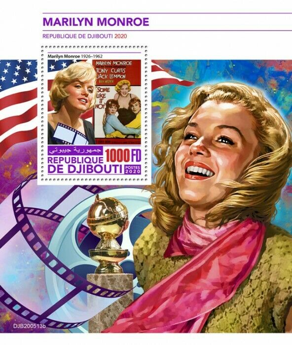 Djibouti Marilyn Monroe Stamps 2020 MNH Famous People Celebrities 1v S/S