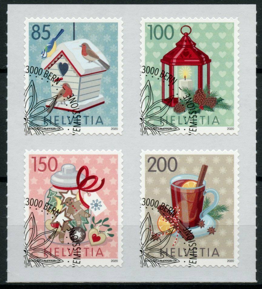 Switzerland Christmas Stamps 2020 CTO Wintery Moments Robins Decorations 4v S/A
