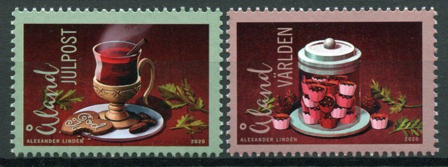 Aland Christmas Stamps 2020 MNH Gastronomy Glogg Knack Toffee Foods 2v Set