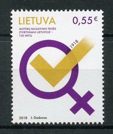 Lithuania 2018 MNH Women's Suffrage 100 Years 1v Set Voting Stamps