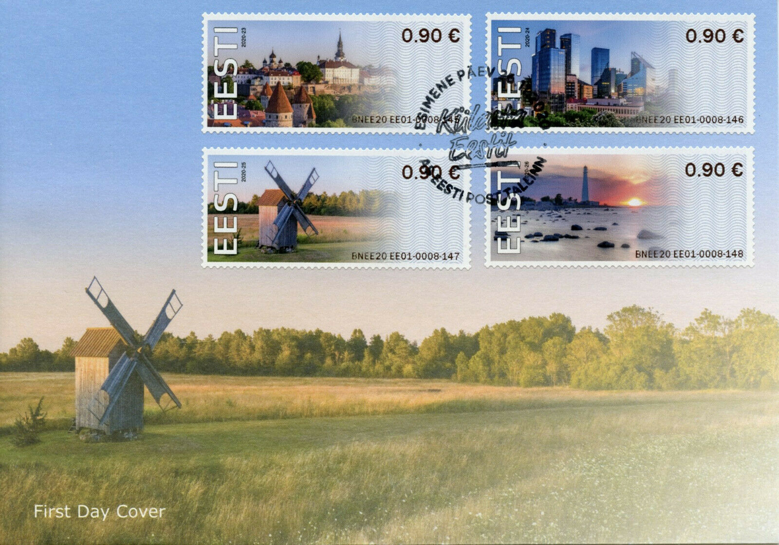 Estonia Architecture Stamps 2020 FDC Visit Windmills Lighthouses 4v ATM Labels